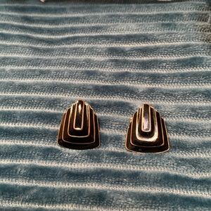 Black and gold post earrings